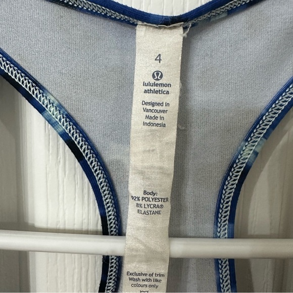 LULULEMON Women’s Blue Camo Racerback Tank Top, size 4 - Picture 3 of 4